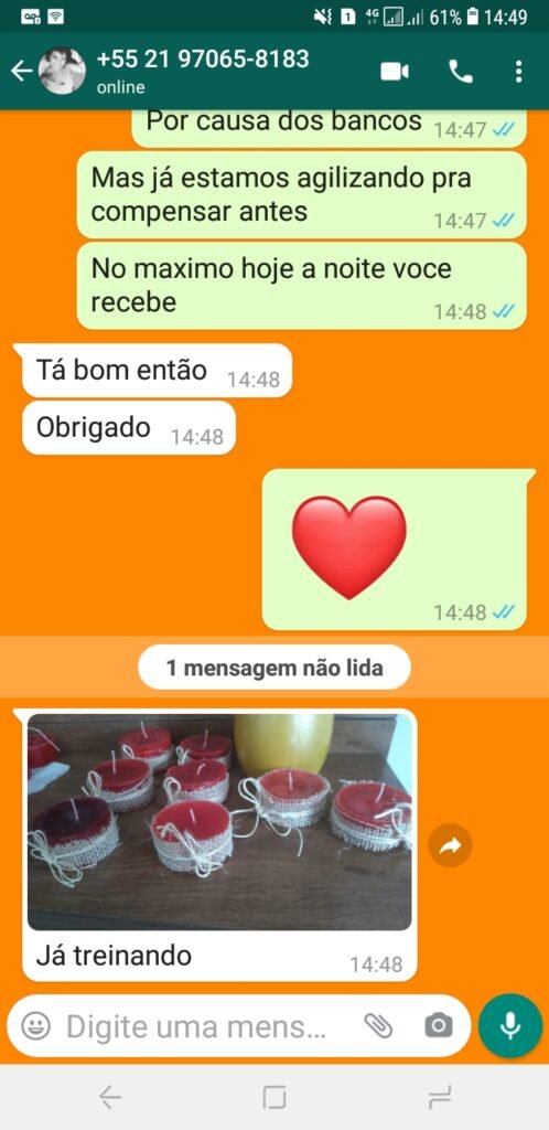 Depoimento real de aluna no WhatsApp